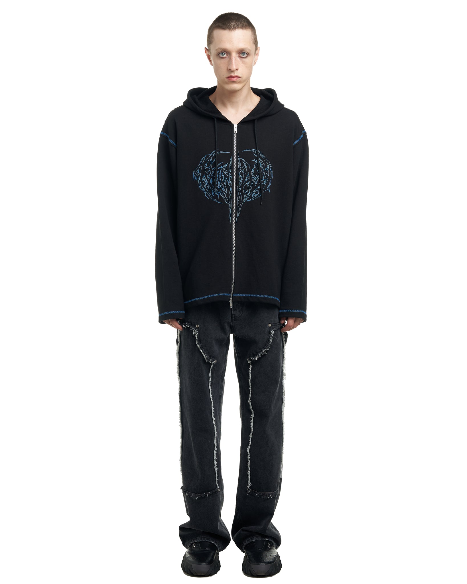 METAL HOODED ZIP-UP SWEAT