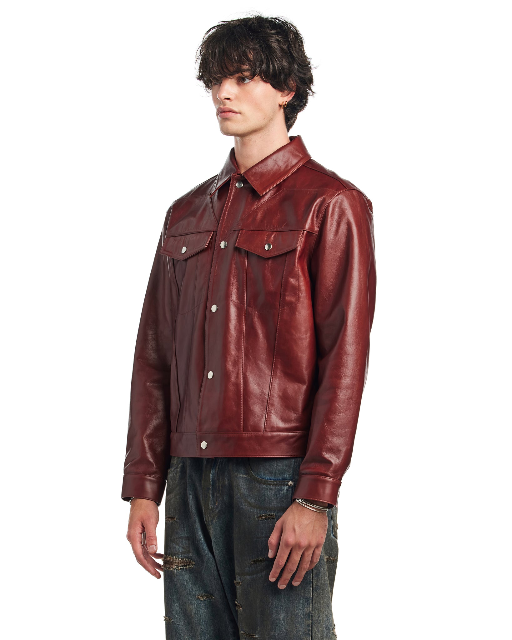 STAR LEATHER TRUCKER JACKET