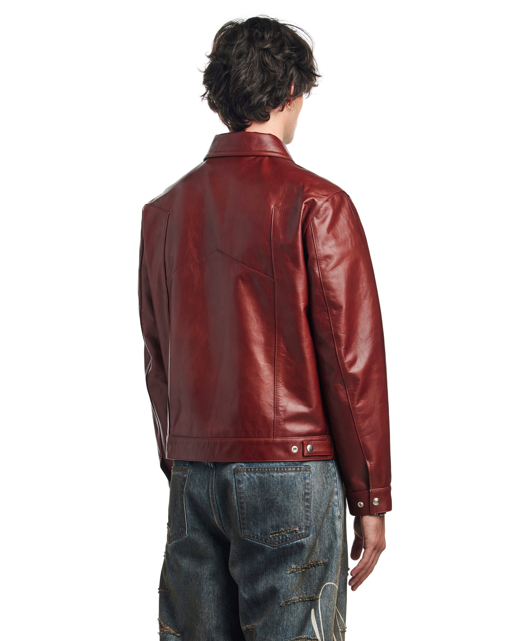 STAR LEATHER TRUCKER JACKET