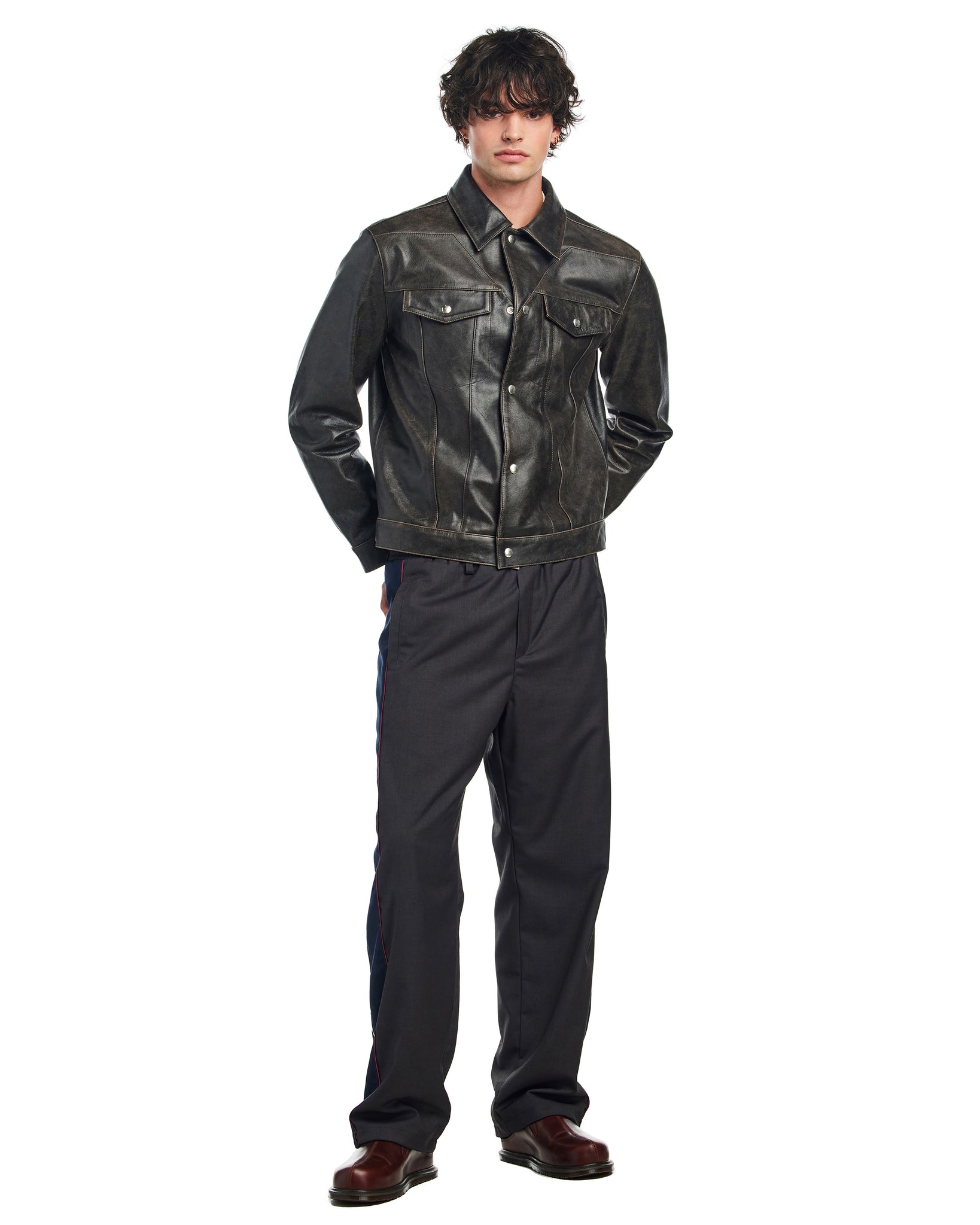 STAR LEATHER TRUCKER JACKET