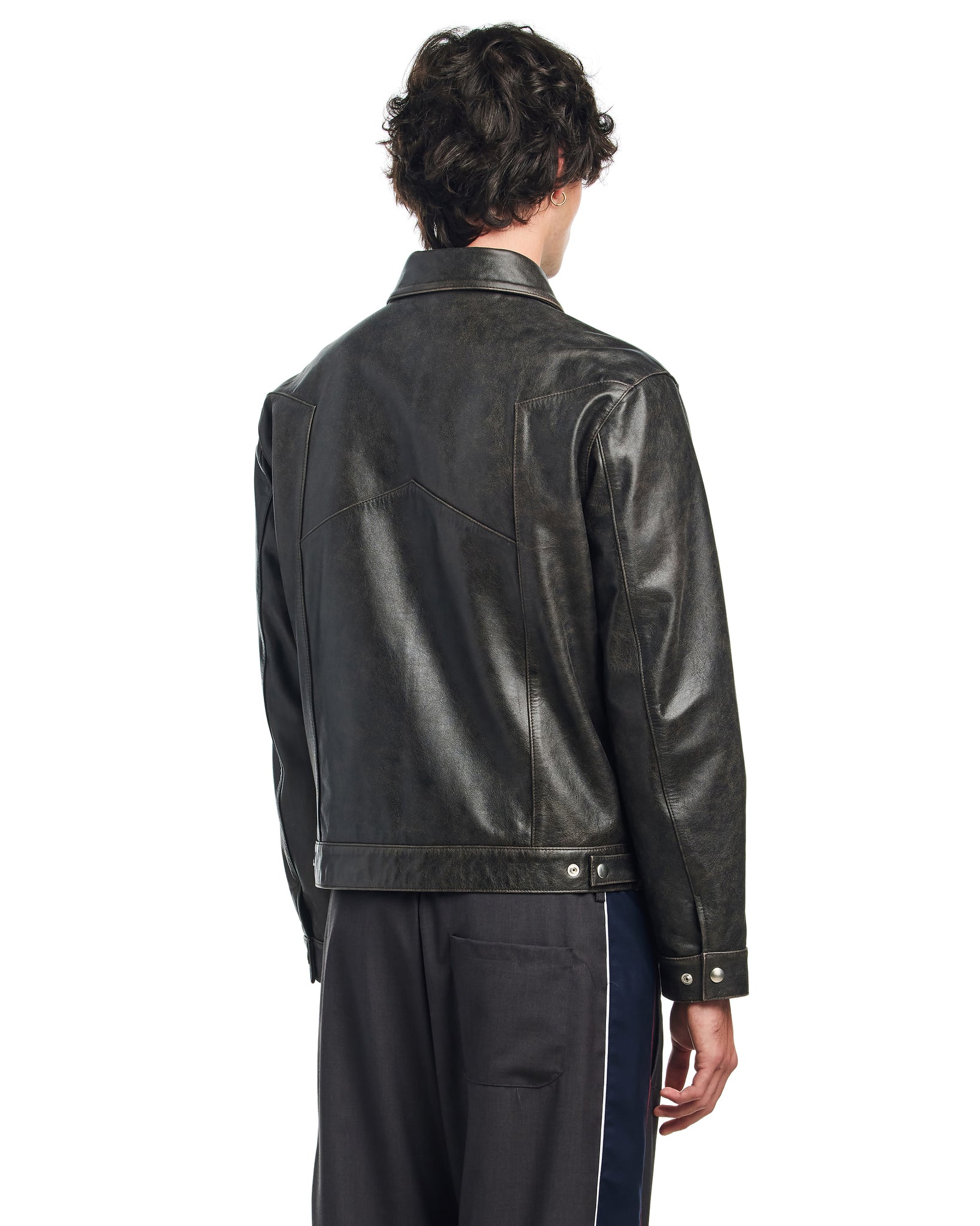 STAR LEATHER TRUCKER JACKET